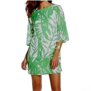 Lilly Pulitzer Green and White Bell Sleeve Shift Mini Dress w/ Tie Back, EUC, XS